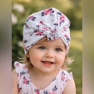 Floral Baby Turban Hat | Soft Stretch Headwrap custom made 95% cotton turban ha